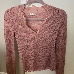 Free People, Pink lace, see through shirt.